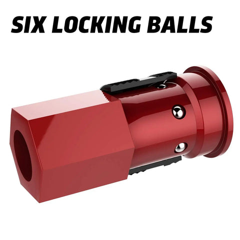 One Quarter Inch Air Compressor Fittings Kit With Universal Coupler, red fitting showing six locking balls detail