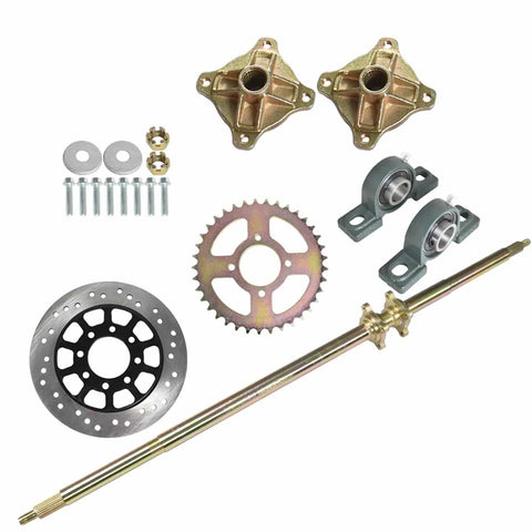 44 Inch Rear Axle Shaft Kit With Chain Sprocket Brake Disc Pillow Block Wheel Hub For ATV Quad Go Kart Golf Cart Replacement Upgrade Durable And Sturdy Heavy Duty Build