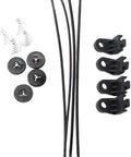 Built Tough 12 Inch Black Universal Electric Radiator Fan Set Featuring Push Pull Design Plus Complete Mounting Kit parts including clips and zip ties.