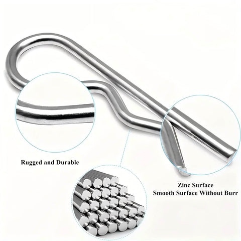10 Pack Spring Hitch Cotter Hair Pins And White Zinc Plated Retaining Wire Clips For Trailers And Equipment, Size M3 5x75mm