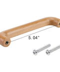 8 Pack Arch Wooden Cabinet Pulls Beech Wood Drawer Handles With Screws, Natural Finish, 5.04 Inch Hole Centers, shown with screws