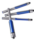 Rock Smooth Sights With This 4Pcs Flush Trim Bit Set For Your Router Featuring A Solid 6Mm Shank And Double Bearing Design That Cuts Clean Edges Without Wobble So You Can Finish Your Woodworking Projects Like A Total Champ Tonight. Four flush trim router bits with blue accents, designed for woodworking projects.