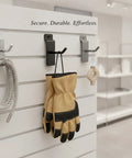 Heavy Duty Slatwall Hook Carbon Steel For Retail Displays And Garage Organization holding gloves and rope