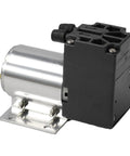 Tough As Nails DC 12V Vacuum Pump with sleek metal body, ideal for gas sampling and quiet negative air suction operation.