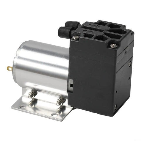Tough As Nails DC 12V Vacuum Pump with sleek metal body, ideal for gas sampling and quiet negative air suction operation.