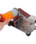 Plug And Play Mini Electric Belt Sander With Twenty Emery Belts Heavy Duty Desktop Grinder Workhorse for smooth sanding.
