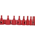 Ultimate Sonew 10 Piece Hole Saw Tile Drill Bits Kit For Ceramic Marble Glass Coring With Hard Synthetic Coating And Heavy Duty Steel Shank For Tough Jobs, 10-piece red drill set