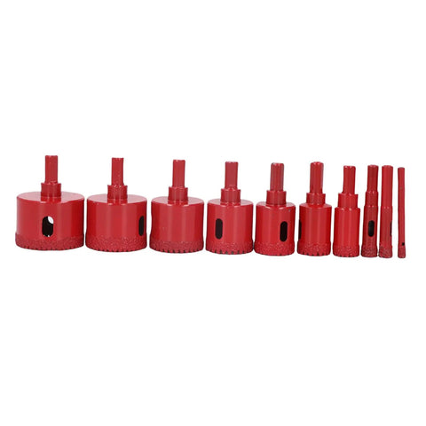 Top Rated 10 Piece Hole Saw Tile Drill Bits Kit With Steady Shank Design For Drilling Smooth Glass Porcelain Ceramic Marble And Granite Surfaces With Precision Control, red set