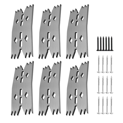 Six Piece Slab Clamping Dogs For Woodworking Tools With Hold Down Clamps, stainless steel, screws included, top view
