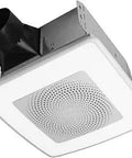 ChromaComfort 110 CFM Ceiling Bathroom Exhaust Fan with customizable dope multi-color LEDs and smartphone app control, angled view