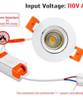 2 Inch LED Dimmable Downlight Recessed Ceiling Light, 3W COB Spotlight shown with driver and wiring features
