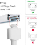 Diagram showing 12 Pack LED Track Lighting Heads For Single Circuit H Type Rail Ceiling Spotlight compatibility with 3-wire track