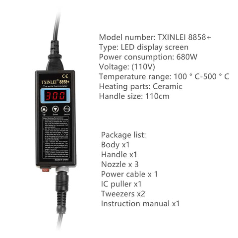 Pro Grade 110V 680W SMD Hot Air Rework Station LED display screen showing temperature for mobile phone repairs