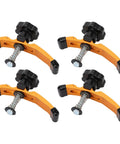 Beefy T Track Clamp Set For CNC Routers And Milling Machines, Heavy Duty Hold Down Clamps With Aluminum Alloy Bodies And Rubber Pads, 5 3 8 Inch Long, Fits 3 Inch Workpieces, 4 Piece Set, four orange clamps