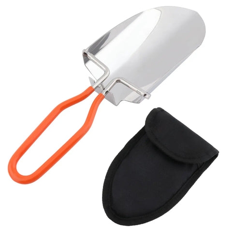 Folding Camping Shovel Mini Lightweight Stainless Steel Hiking Trowel Entrenching Tool With Carrying Pouch For Planting Transplanting Weeding Digging Soil Eight Point Eight Inch