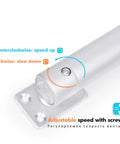 Close-up of Overhead Door Closer With Soft Close And Automatic Gas Spring 110 Degree Positioning showing speed adjustment screws