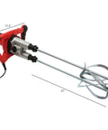 Beast 2800W Dual Paddle Electric Mortar Stirrer Handheld Concrete Mixer with 6 Speed Control, showing dimensions.