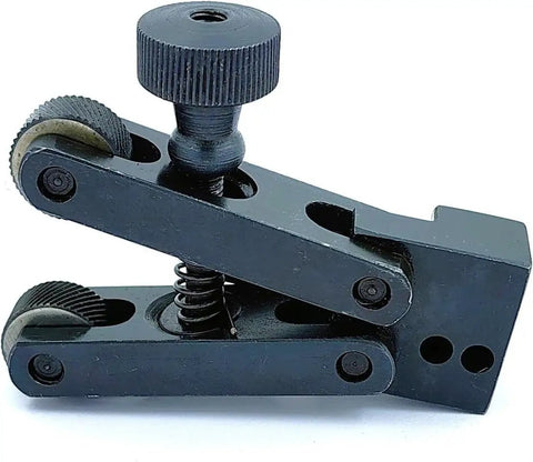 Side view of Mini V Clamp Knurling Tool 5-20 Mm with adjustable spring action, featuring diamond pattern holder and EN31 steel knurls.