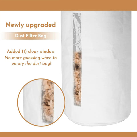 Heavy Duty 1 Micron Dust Collector Filter Bag For Wall Mount Collectors Fits 4 To 5 Inch Openings with clear window