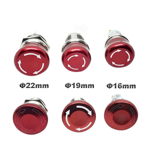 Mushroom Emergency Stop Switch Latching Button, 16mm 19mm 22mm Universal Mount, Red Head for Fast Shutdown, Direct Replacement Without Modifying Control Panel Holes, Two Contact Configurations NO NC Options, Easy Locate and Press in Urgent Situations. 16mm 19mm 22mm red mushroom emergency stop buttons