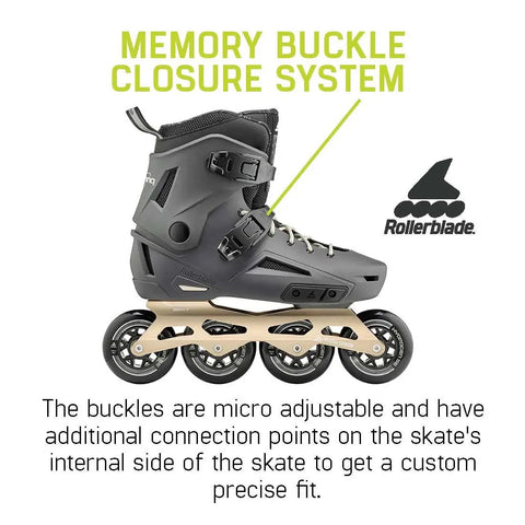 Lightning 90 Men's Urban Inline Skate with memory buckle closure, anthracite and taupe color, side view, micro-adjustable fit