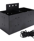 Universal Heavy Duty Detachable Storage Bin With Quick Release Rail Slides For RV Camper Trailer Pickup And Boat Tool Organizer Rack with black metal finish.