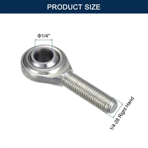 CM4 Rod End Bearing Heim Joints 1/4 X 1/4-28 Right Hand Male Thread With Jam Nuts 2-Pack High Strength Forged Steel Ball Joint shown with 1/4 bore