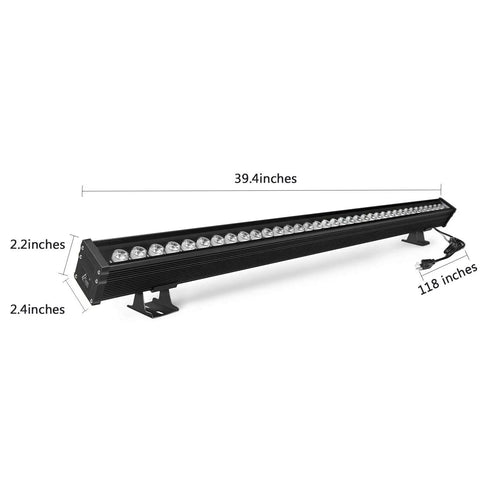 108W RGB Wall Washer Light With 24 Key RF Remote, Color Changing Linear LED Bar Light, dimensions 39.4 x 2.2 inches