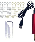 USB Mini Electric Drill Kit With Six Drill Bits For Resin Jewelry, Plastic And Wood, shown with USB cord and accessories.