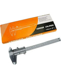 Pro Grade Six Inch Stainless Steel Caliper for Inside Outside Depth and Step Measurements on white background with box