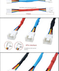 Two Pack 4 Pin PWM Fan Speed Reduction Cable for Quiet Cooling with colored wires and 4-pin connectors, 115mm length