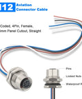 IP67 Waterproof M12 4 Pin A Coded Female Bulkhead Connector Cable 0.2M 2 Pack for automation sensor and signal transmission