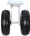 Built To Last 10 Inch Dual Wheel Pneumatic Swivel Caster Heavy Duty 660 Lb Load Capacity twin air filled tires and zinc plate mount