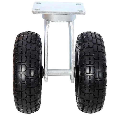 Built To Last 10 Inch Dual Wheel Pneumatic Swivel Caster Heavy Duty 660 Lb Load Capacity twin air filled tires and zinc plate mount