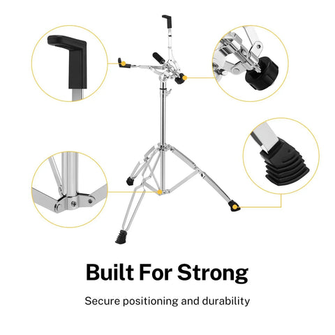 Ultimate Tall Snare Drum Stand With Stick Holder For Kids And Adults Adjustable Height From 26 To 40 Inches showcases solid construction and secure positioning.