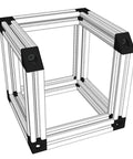 Set Of 4 Black Cube Corner Brackets For 6mm Slot Aluminum Extrusion 2020 Series in assembled cube, 20x20x20mm, sturdy aluminum