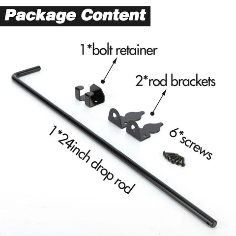 Tough 24 Inch Cane Bolt Gate Drop Rod Solid Steel Ground Anchor Rust Resistant Outdoor Yard Lock Down Bar Reinforced Shaft Stops Fence Gates From Wiggling All Season Long
