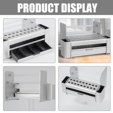 Product display of Badass Portable Desktop Tool Organizer Rack W Drawer Screwdriver Storage Holder For Garage Office Silver.