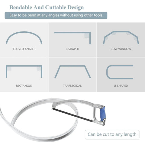 Flexible Bendable Curtain Track Ceiling And Wall Mount Kit Easy Install 12 Foot Sliding System For RV Bay Shower Curtain Rods White Durable Aluminum Includes Mounting Brackets And Hardware, bendable and cuttable