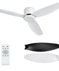 WINDBROOK Modern Ceiling Fan No Light, 42 Inch Black 3 Blade Ceiling Fan With Remote, flush mount in white finish with interchangeable blades.
