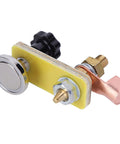 Heavy Duty Welding Magnetic Ground Clamp With 02 Inch Brass Connector And Thick Insulation For Powerful Magnet Attachment To Smooth Metal Surfaces So You Can Keep It Portable, showcasing brass connector and magnet design.