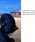 Stake Pocket Spare Tire Carrier For Trailers Heavy Duty Spare Tire Mount Bracket In Powder Coat Black Steel installed on trailer