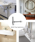 Chrome Round Bottle Trap Drain Kit For One And One Quarter Inch Waste Pipe in various sink installations
