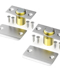 Upgraded Super Sturdy Magnetic Door Catch Adjustable Silent Ball Latch For Closet And French Doors Concealed Heavy Duty Slide Replacement Clean Silver 2 Pack with screws and plates.