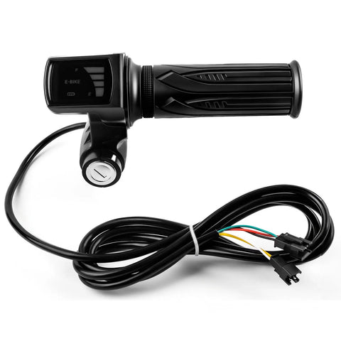 Twist Throttle Replacement For 48V E Bikes And Scooters With LCD Display And Two Keys, black grip with wiring