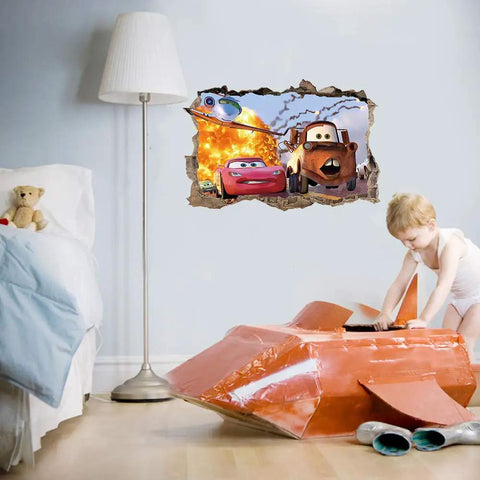 Removable 3D Cars Wall Stickers For Kids Room And Living Room Vinyl Murals Non Toxic Safe For Children Easy Peel And Stick