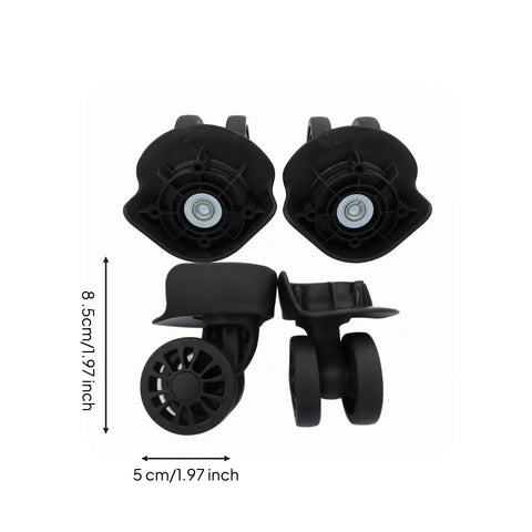 Rock Solid Luggage Wheel Caster Replacement Twin Spinner with smooth rotation, black polypropylene and steel bearings.