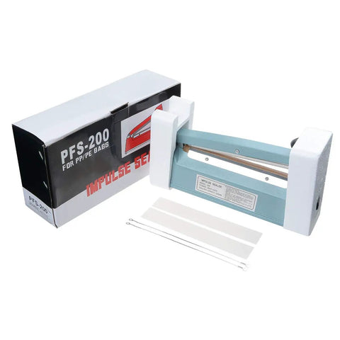 8 Inch 200mm Impulse Sealer 300W No Warm Up Required Manual Plastic Poly Bag Heat Sealing Machine with box and spare parts