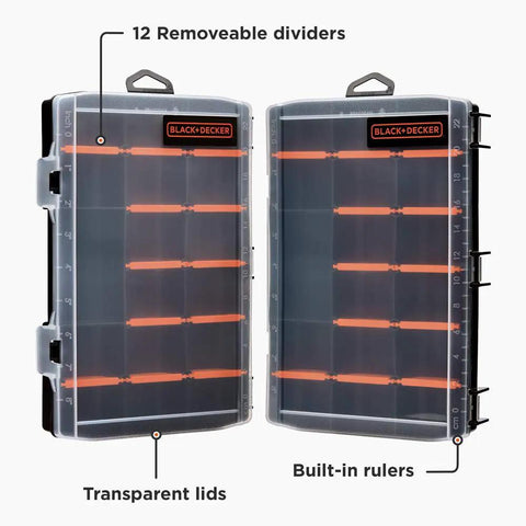 Handy Small Parts Organizer Box Set With 17 Compartments And 12 Removable Dividers Dual Pack craft case with clear lid