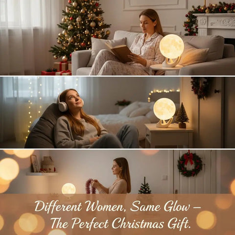3.5 Inch 3D Moon Lamp With Ceramic Base Touch Dimmable LED Night Light For Kids Room Cozy Mood Lighting Ambient Glow in living room